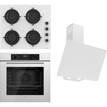 Ferre Flowart-Sılentart Serisi Beyaz Set (CS206-FA + QBL63CB +D078-SA) - Emaye Izgara