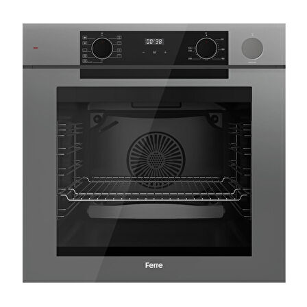 Ferre Steamart-Fryart-Sılentart Serisi Gri Set (SS038 + QEP64CPR +D065-SA) - Emaye Izgara / 75 cm Ocak