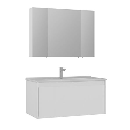 Orka Likya 100 Cm Banyo Dolabı Takımı Mat Beyaz