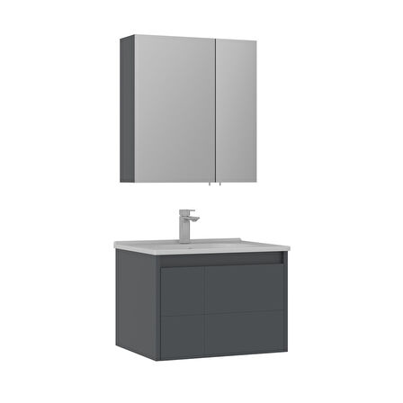 Orka Likya 65 Cm Banyo Dolabı Takımı Mat Antrasit