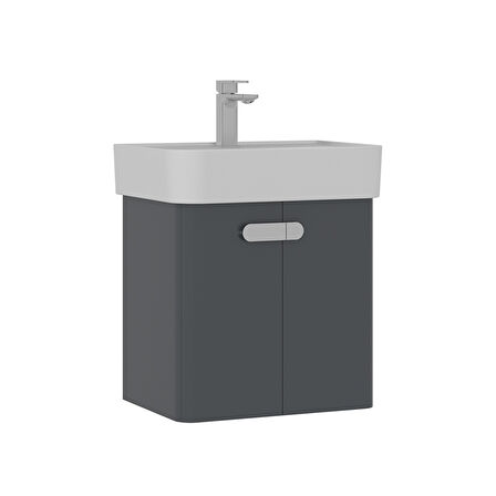Orka Orbit 55 Cm Banyo Alt Dolabı Lavabo Dahil Parlak  Antrasit