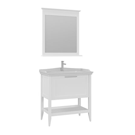 Orka Bastle 80 Cm Banyo Dolabı Takımı Mat beyaz