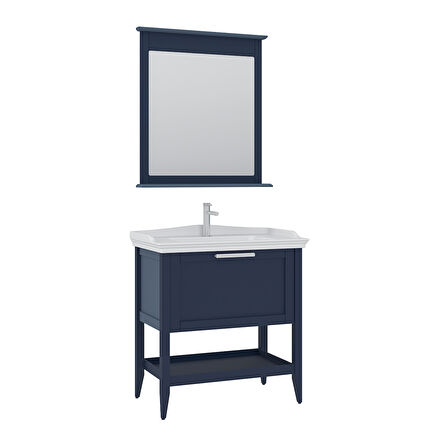 Orka Bastle 80 Cm Banyo Dolabı Takımı Mat lacivert