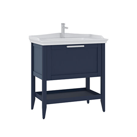 Orka Bastle 80 Cm Banyo Alt Dolabı Lavabo Dahil Mat lacivert