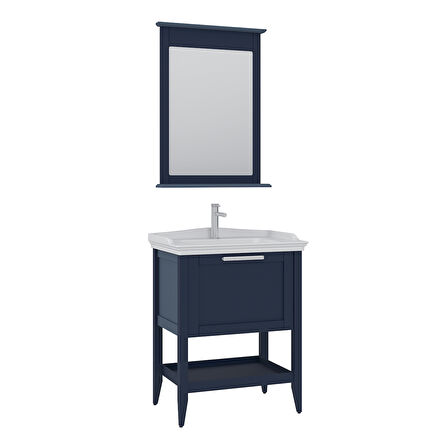 Orka Bastle 65 Cm Banyo Dolabı Takımı Mat lacivert