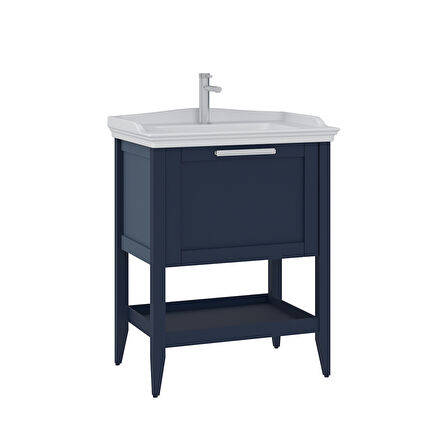 Orka Bastle 65 Cm Banyo Alt Dolabı Lavabo Dahil Mat lacivert