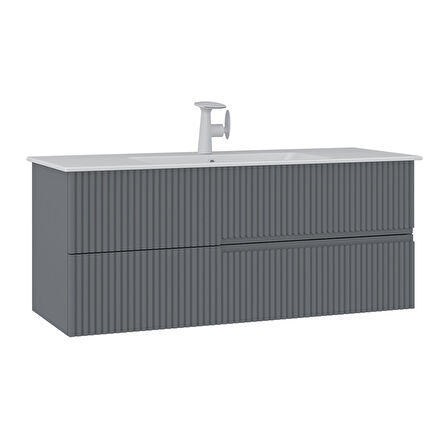 Orka Moonlight 120 Cm Banyo Alt Dolabı Lavabo Dahil Mat Gri