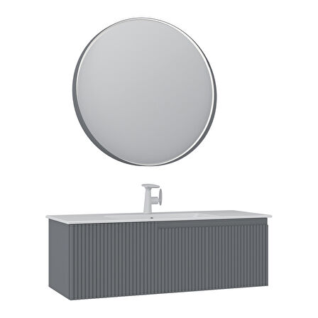 Orka Moonlight 120 Cm Tek Çekmeceli Takım+Lavabo Mat Gri