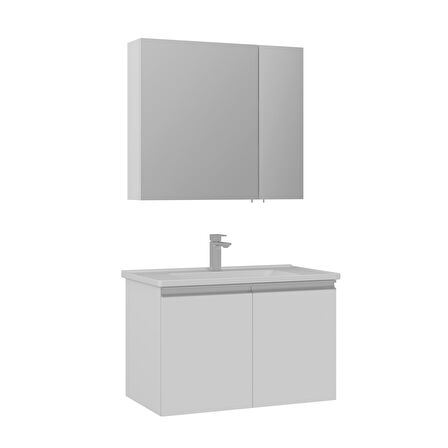 Orka Terme 80 Cm Banyo Dolabı Takımı Kapakli Parlak beyaz