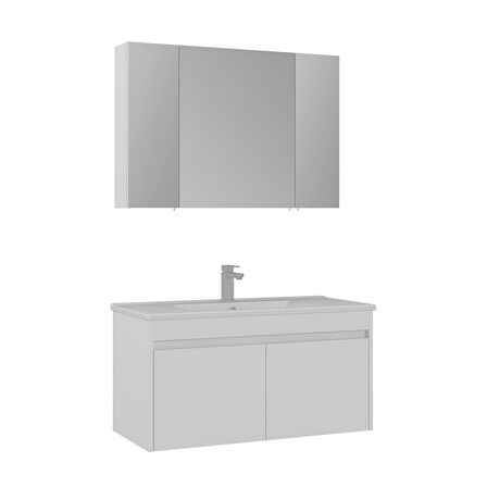 Orka Side 100 Cm Banyo Dolabı Takımı Kapakli Mat Beyaz