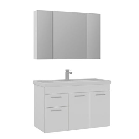 Orka Enez 100 Cm Banyo Dolabı Takımı Parlak beyaz