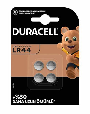 Duracell LR44 1.5 Volt Düğme Pil 4 lü LR44 1.5v Düğme Pil Saat Pili