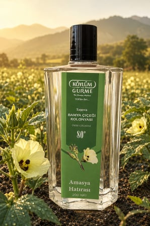Köylüm Gurme Taşova Bamya Çiçeği Kolonyası 80° Cam Şişe 200 ml