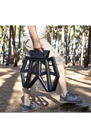 2 Adet Büyük Tank Katlanabilir Portatif Plastik Kamp ve Piknik Taburesi 29 × 20 × 40 cm 