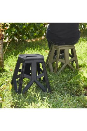 2 Adet Büyük Tank Katlanabilir Portatif Plastik Kamp ve Piknik Taburesi 29 × 20 × 40 cm 
