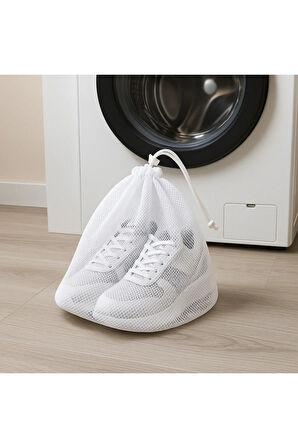3’lü Set Ayakkabı Yıkama Filesi 35x55 cm Ağzı Büzgülü Çamaşır Makinesi Koruma Filesi