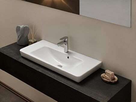 Cerastyle Turkuaz Porto Etajerli Lavabo 55*38 Cm