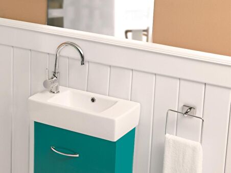 Cerastyle Turkuaz City Tezgah Üstü Lavabo 25*50 Cm (B.Delıgı Solda)