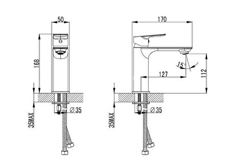 Turkuaz CeraStyle Ibiza Lavabo Bataryası Krom WM00105010000011