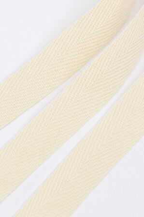 %100 Pamuklu Balıksırtı Dokuma Yassı Şerit 1 cm – Doğal Ham Renk Kumaş Şerit 10 metre