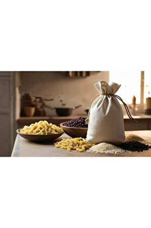 Organik Pamuklu Gıda Torbası 6'lı Set Mutfak İçin Doğa Dostu Meyve Sebze Ham Bez Kese