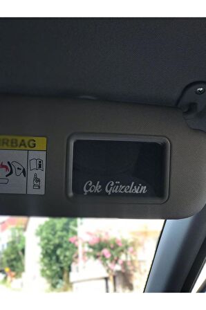 Craftidea® Çok Güzelsin Dikiz Aynası Sticker Oto Beyaz Tuning Sticker 8x1,6 cm Folyo Etiket 3 Adet