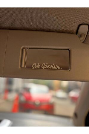 Craftidea® Çok Güzelsin Dikiz Aynası Sticker Oto Beyaz Tuning Sticker 8x1,6 cm Folyo Etiket 3 Adet