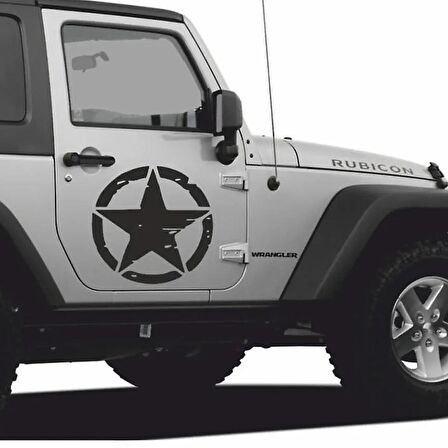 Craftidea® Eskitme Yıldız Offroad Army Star Siyah Sticker Oto Tuning Sticker 50 cm Çift Folyo Etiket Dakar