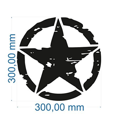 Craftidea® Eskitme Yıldız Offroad Army Star Siyah Sticker Oto Tuning Sticker 10 cm Çift Folyo Etiket Dakar