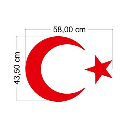 Craftidea® Ayyıldız Türk Bayrağı Kırmızı Oto Araç Sticker 58 cm Folyo Etiket