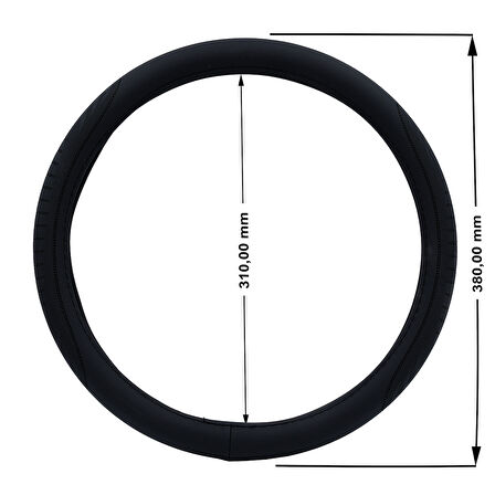 Oto Geçme Direksiyon Kılıfı Tırtıklı ve Desenli Suni Deri Siyah Renk TEQ-011BK
