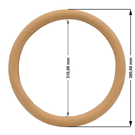 Oto Geçme Direksiyon Kılıfı Desenli Suni Deri Bej Renk TEQ-012BE