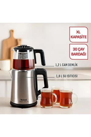 Tefal 1.2 Litre Cam Demlikli 1.8 L Hazneli Elektrikli Çaycı Geniş Hacimli Çaycı, Otomatik Kapanma