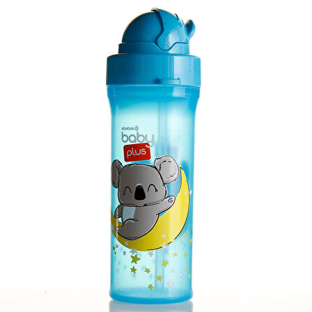 baby plus 300 cc Mavi Desenli Pipetli Bebek Matara