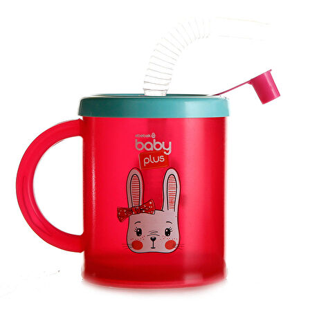 baby plus Desenli Pipetli Bardak 210 ml Pembe