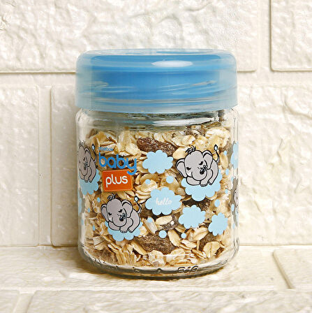baby plus  Cam Mavi Bebek Mama Kavanozu 200 ml