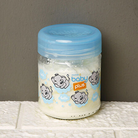 baby plus  Cam Mavi Bebek Mama Kavanozu 200 ml