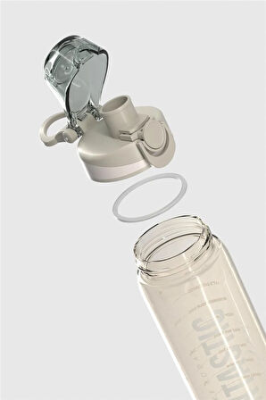 Renga Trego Yazı Desenli 630 ml Tritan Matara 912155 Bej