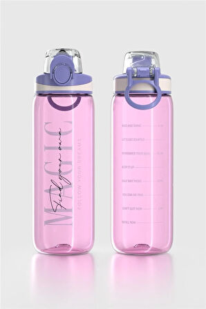 Renga Trego Yazı Desenli 630 ml Tritan Matara 912155 Mor