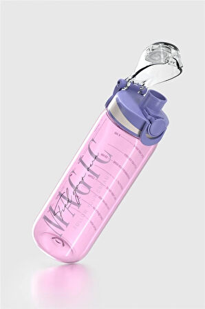 Renga Trego Yazı Desenli 630 ml Tritan Matara 912155 Mor