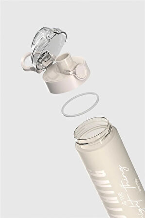 Renga Saga Loop Yazı Desenli 630 ml Mat Tritan Matara 912137 Bej