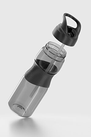 Renga Moly Silikon Detaylı 730 ml Pipetli Tritan Matara 912116 Siyah