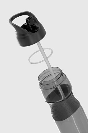 Renga Moly Silikon Detaylı 730 ml Pipetli Tritan Matara 912116 Siyah