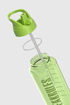 Renga Moly Yazı Desenli 1000 ml Pipetli Tritan Matara 912139 Yeşil