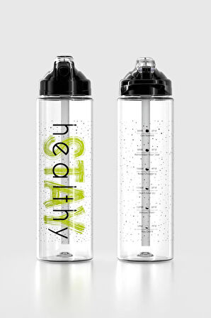 Renga Falcon Stay Desenli 630 ml Pipetli Tritan Matara 912016 Siyah