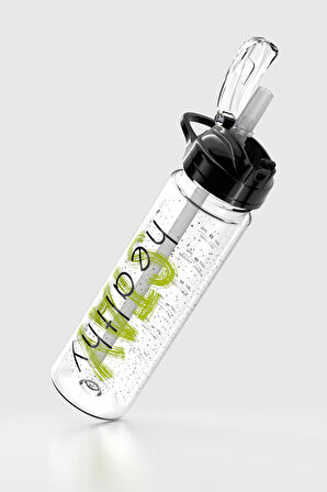 Renga Falcon Stay Desenli 630 ml Pipetli Tritan Matara 912016 Siyah