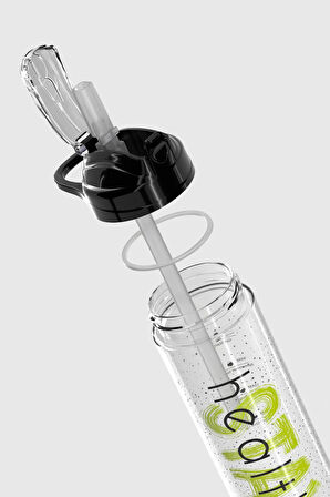 Renga Falcon Stay Desenli 630 ml Pipetli Tritan Matara 912016 Siyah