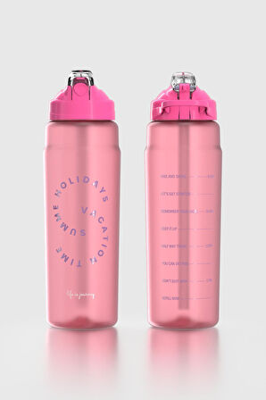 Renga Falcon Yazı Desenli 800 ml Pipetli Tritan Matara 912140 Fuşya