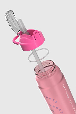 Renga Falcon Yazı Desenli 800 ml Pipetli Tritan Matara 912140 Fuşya