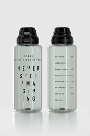 Renga Ege Yazı Desenli 1000 ml Tritan Matara 912141 Siyah